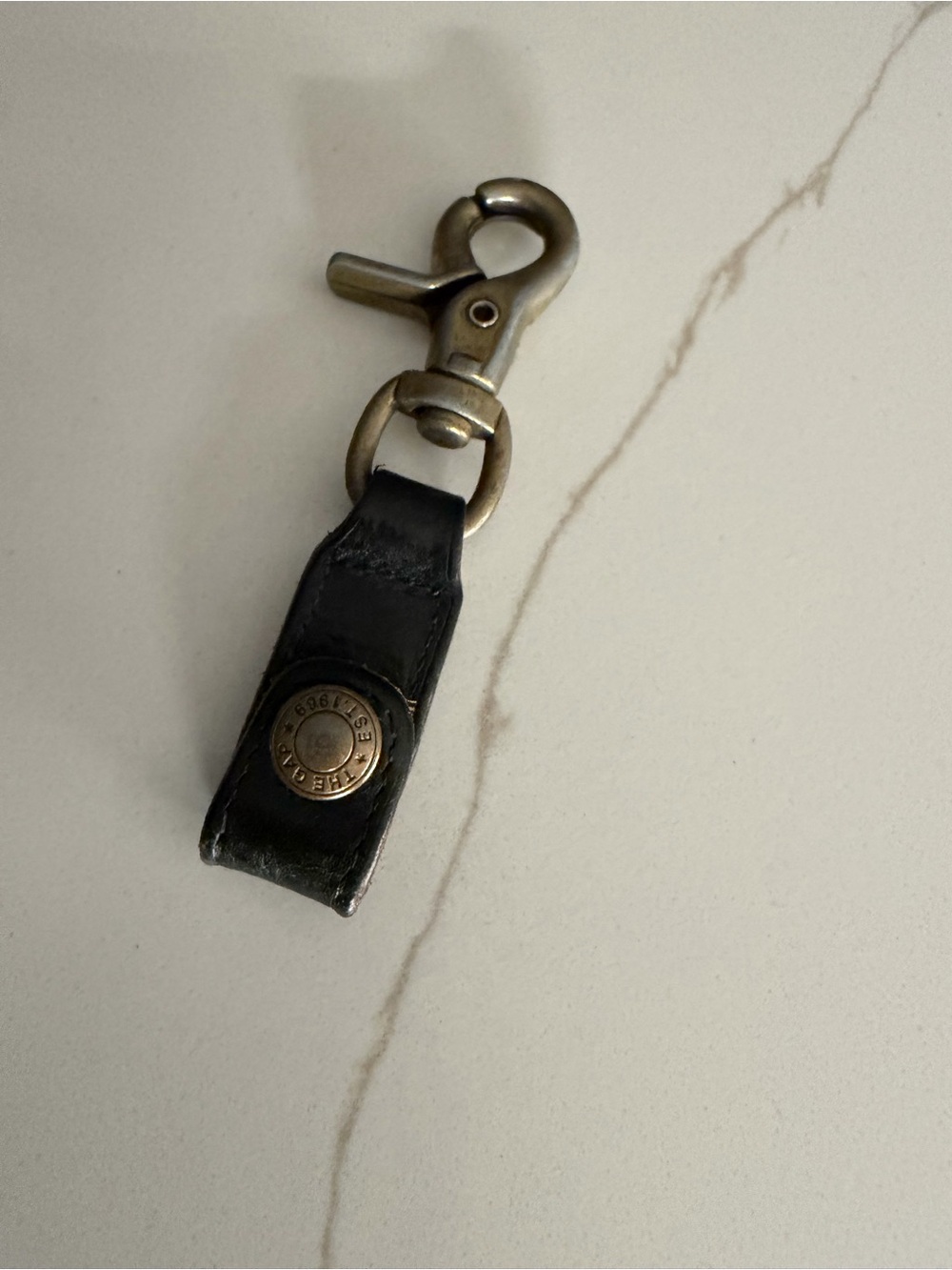 Gap Leather Key Fob with Brass Snap and Clip - Black